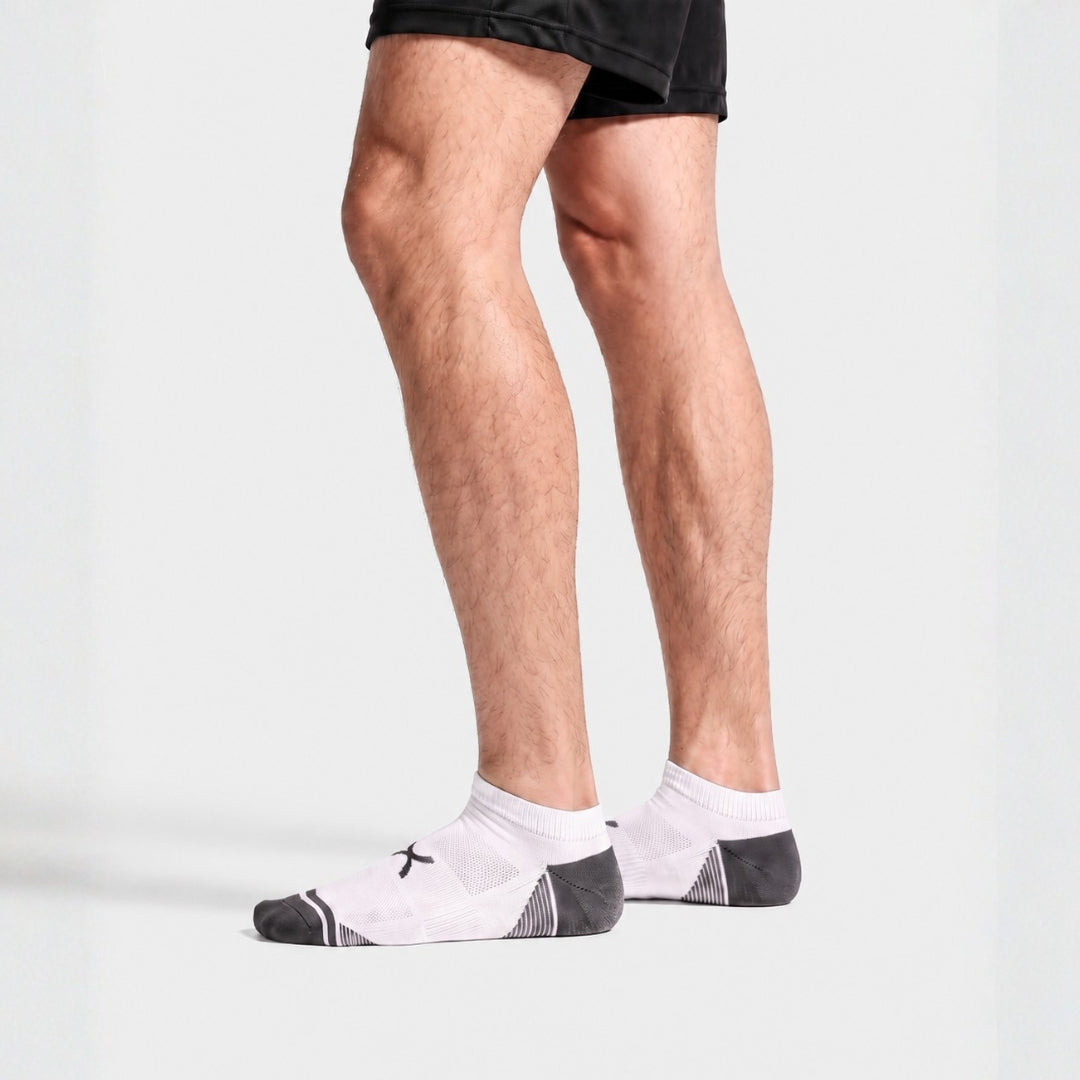 White Power Stride Ankle Socks For Men. 