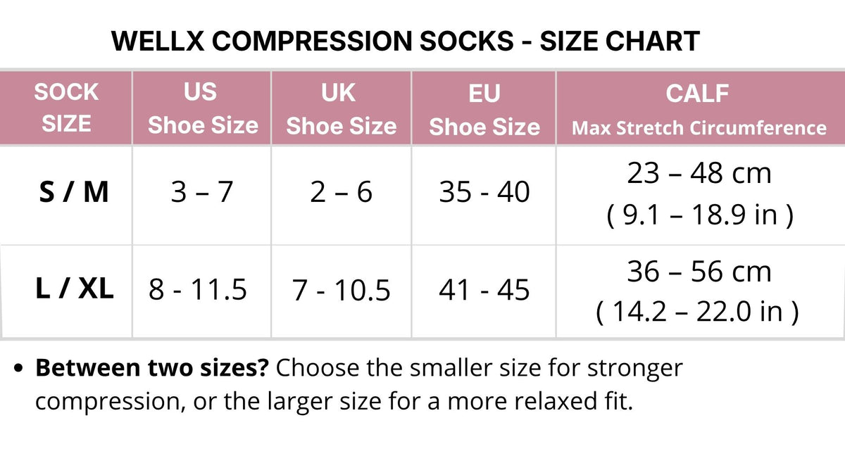 Size chart - Flowers White Compression Socks