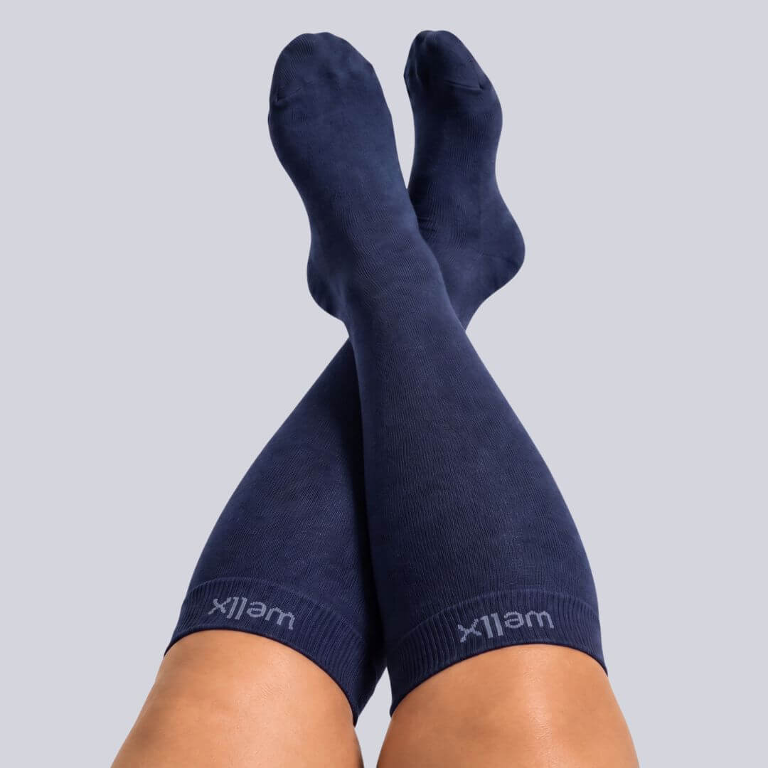 Navy Blue Wide Calf Compression Socks