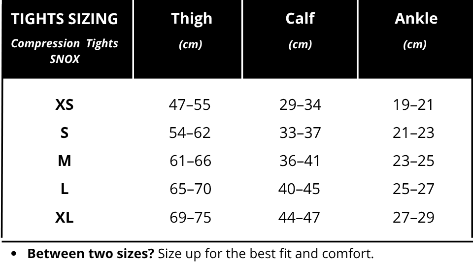 Size chart - Light Beige Compression Tights